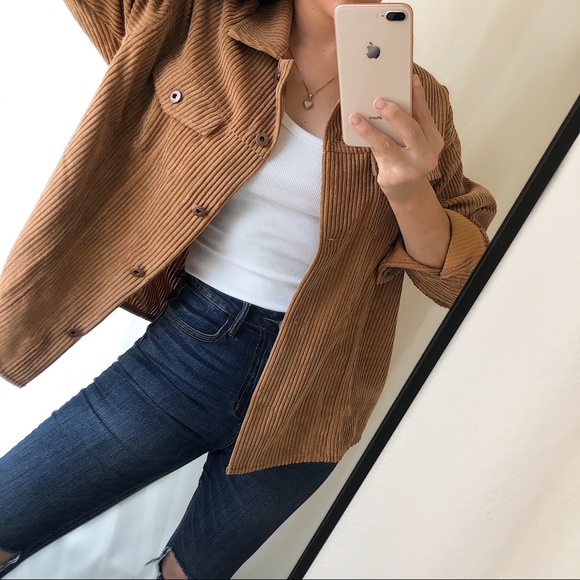 The Luxe Corduroy Shirt-Jacket — Camel - Picture 3 of 10